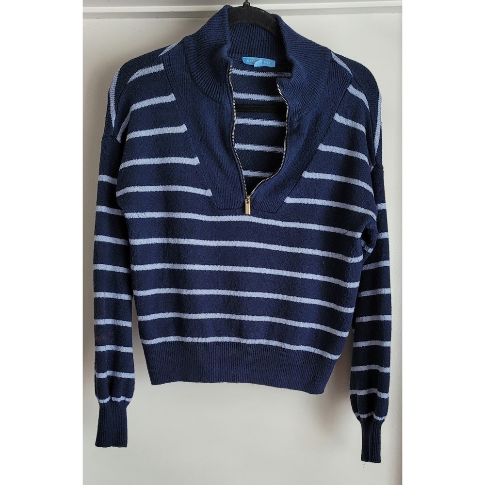 Draper James Striped Pullover Sweater XS Blue White Long Sleeve Classic Knit